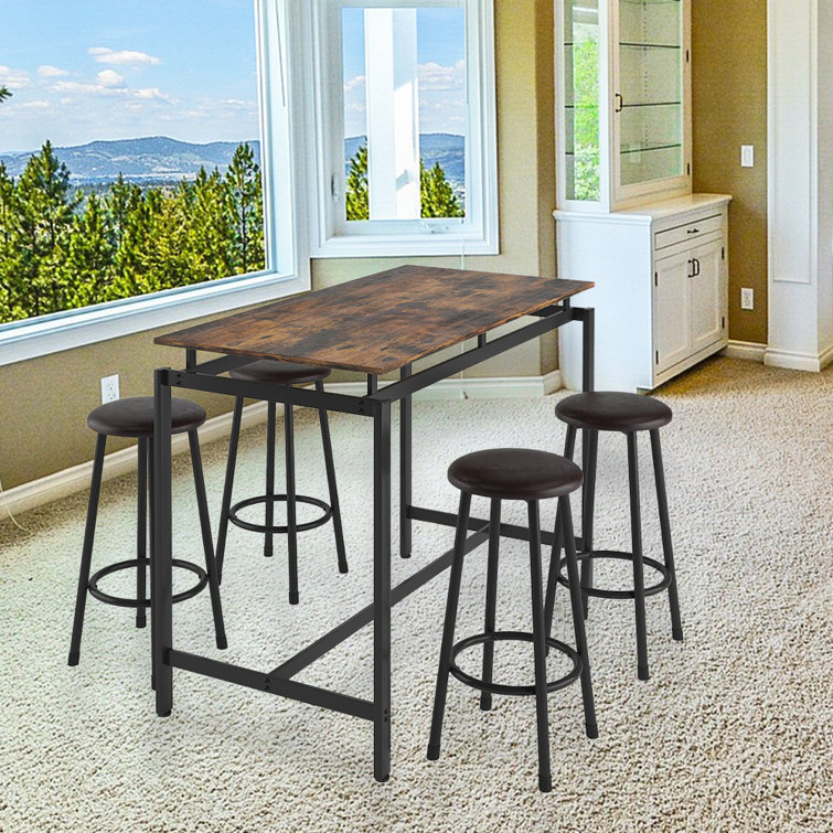 Pub table with leather chairs hot sale